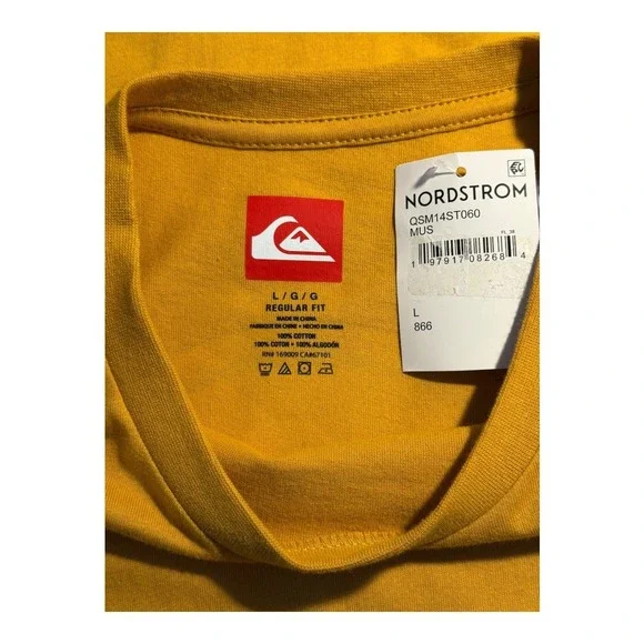 Quiksilver‎ Graphic T-Shirt Wave Logo Regular Fit Tee Mustard Yellow Large - Picture 4 of 5
